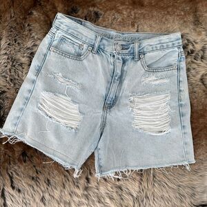 American Eagle Distressed Light Blue Denim Shorts